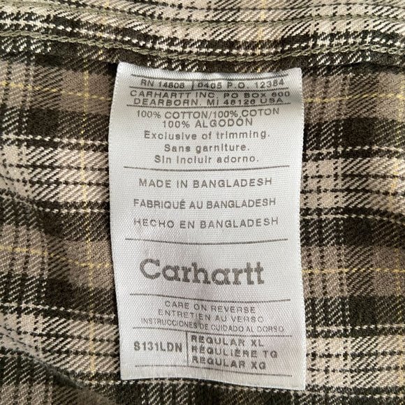 Carhartt Men's Original Fit Loden Green Cotton Flannel Button Up Shirt Size XL - Picture 5 of 12